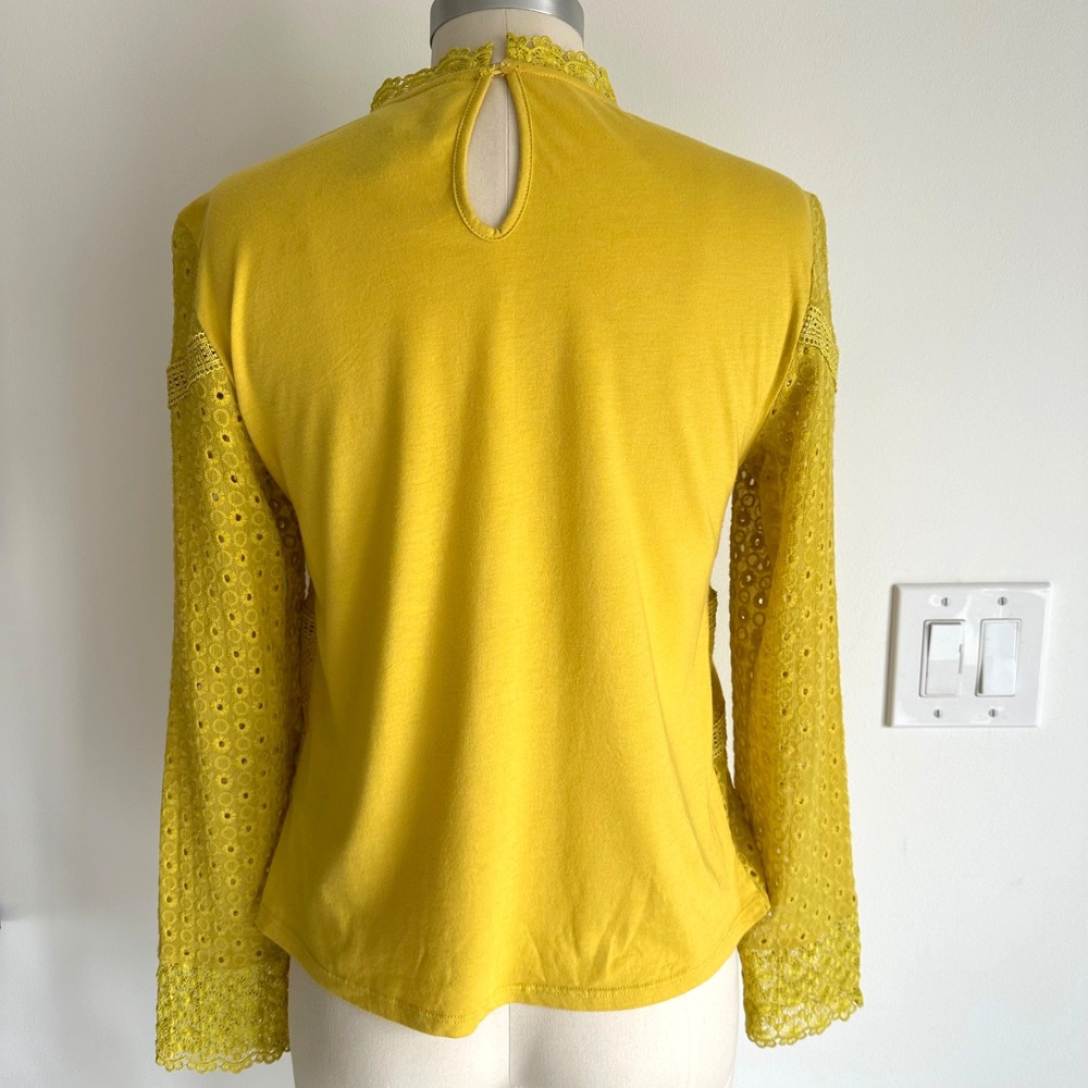 Anthropologie‎ James Coviello Burnham Lace Top Women's Size XS Gold Yellow - Picture 5 of 12